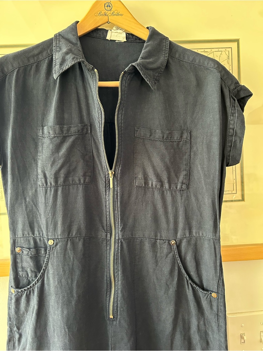 Nicole Miller Navy Short-Sleeve Zip Front Jumpsuit - Picture 5 of 5